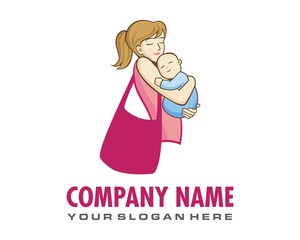 mother and baby logo image vector