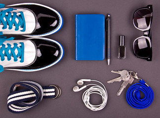 still life of random objects of modern human. 