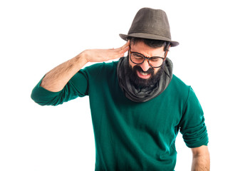 Fototapeta premium frustrated artist over white background