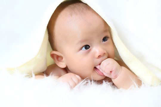 Studio portrait of an Asian baby