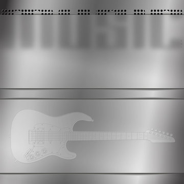 musical background with engraved guitar