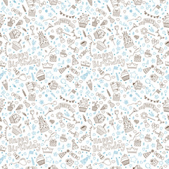 Birthday seamless pattern. Hand drawn illustration