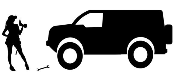 Vector silhouette car repairs.