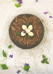 chocolate cake with an easter decor