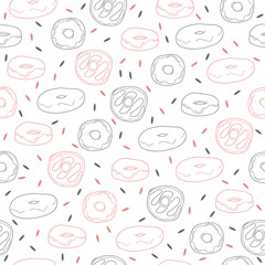 Cute hand drawn seamless pattern with donuts