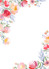 Watercolor roses card template