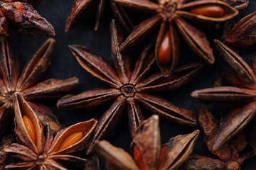 Star anise fruits and seeds