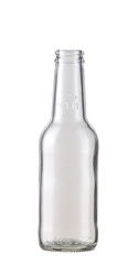 Empty transparent beer bottle isolated on the white