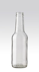 Empty transparent beer bottle