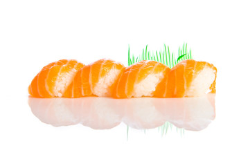 Sushi food over white background