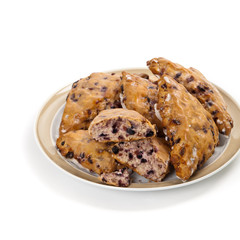 Blueberry Scones on white background. Selective focus.