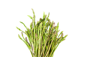 Bunch of asparagus heads horizontal frame and isolated