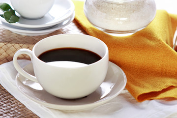 black coffee in a white cup