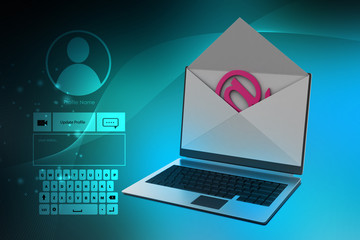     E-mail concept. Modern Laptop and envelope