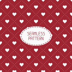 Red romantic wedding geometric seamless pattern with hearts