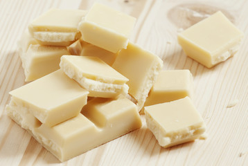 White chocolate, selective focus