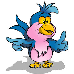 Fototapeta premium Blue Parrot - Cartoon Illustration, Vector