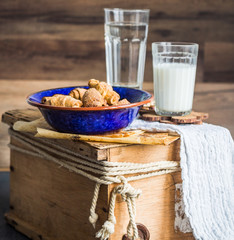 bagels biscuits from a short pastry with filling, milk, in the b