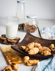 bagels biscuits from short pastry stuffed with condensed milk in