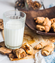 bagels biscuits from short pastry stuffed with condensed milk in