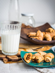 bagels biscuits from short pastry stuffed with condensed milk in