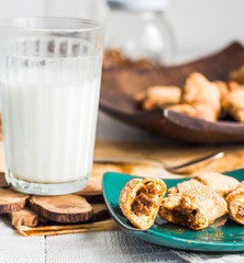 bagels biscuits from short pastry stuffed with condensed milk in