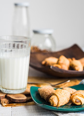 bagels biscuits from short pastry stuffed with condensed milk in