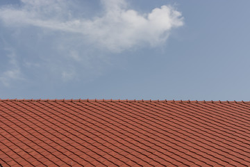 red roof with blue sky