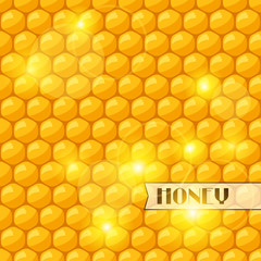 Abstract background with bee honeycombs and honey