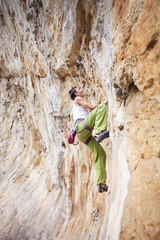 Rock climber on cliff