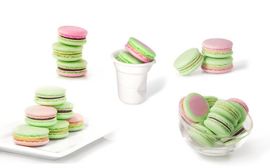 macarons isolated on white collage