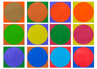 Circle in square plasticine background