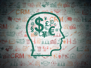Business concept: Head With Finance Symbol on Digital Paper
