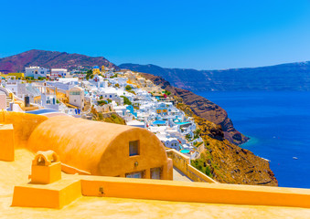 Obraz premium in Oia the most beautiful village of Santorini island in Greece