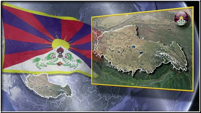 Tibet flag and map animation FULL-HD