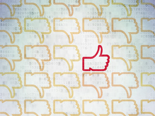 Social network concept: thumb up icon on Digital Paper