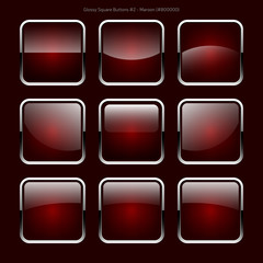Glossy Square Buttons (Maroon)