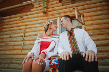 Fototapeta na wymiar Wedding beautiful couple in traditional dress