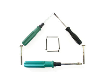 House of screwdrivers on a white background