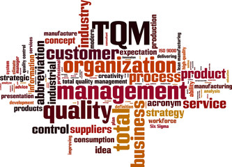 TQM word cloud concept. Vector illustration