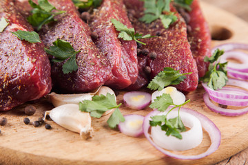 Raw beef steak