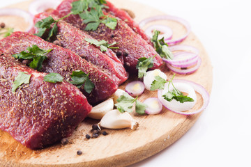 Raw beef steak