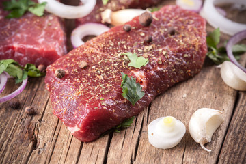 Raw beef steak