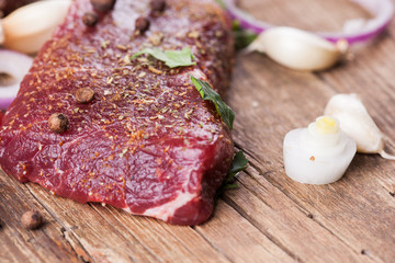 Raw beef steak