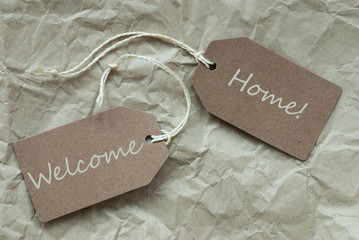 Beige Labels With Welcome Home Paper Background