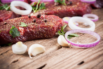Raw beef steak