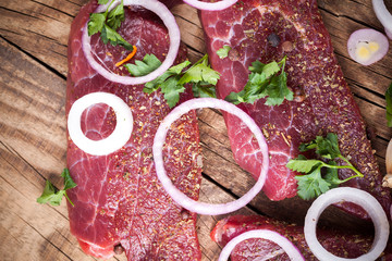 Raw beef steak