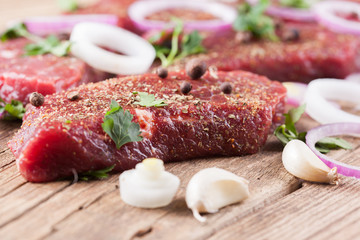 Raw beef steak