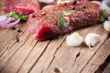 Raw beef steak