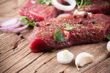 Raw beef steak